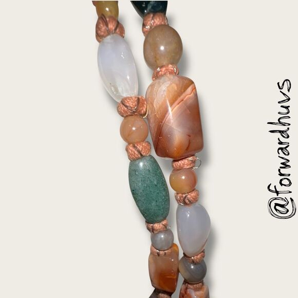 44” Knotted Jasper & Agate Stone Mix Necklace - No Clasp (Read Description) - Picture 7 of 10